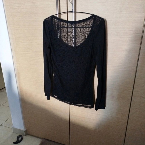Tally Weijl long-sleeve blouse like new, black with lace