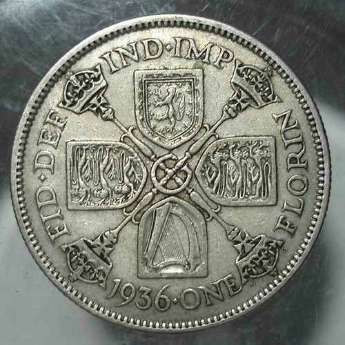 Set of 2 x 1 Florin 1920 and 1 Florin 1936 George V used