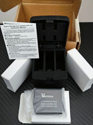 Vemico AHDBT-501 τριπλός φορτιστής μπαταριών με μπαταρίες για GoPro Hero 5, 6 και 7 Black