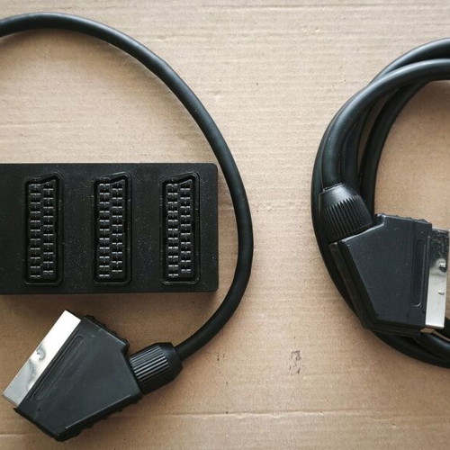 Scart adapter to 3x Scart female and Scart to Scart cable 1.30m like new
