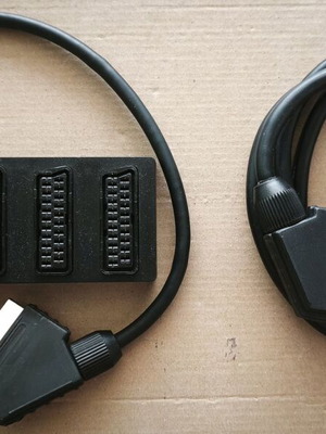 Scart adapter to 3x Scart female and Scart to Scart cable 1.30m like new