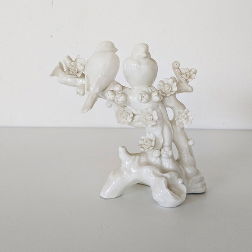 Andrea by Sadek porcelain decorative figurine with birds used, 14 cm