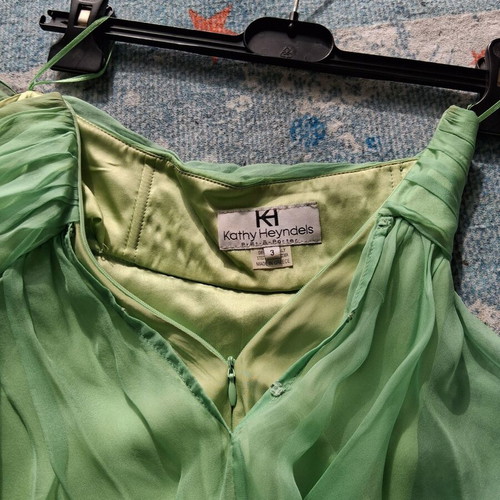 Kathy Heyndels dress used, small, light green, strapless