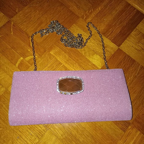 Shoulder bag pink with rhinestones like new