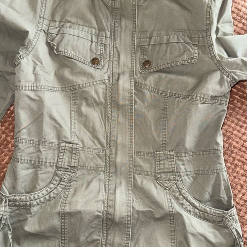 Women's khaki jacket used, size M, with belt and hood