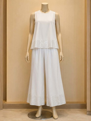 Shein glamorous set white two-piece size L with gift evening bag
