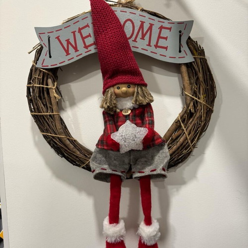 Lighted Christmas wreath for door new, handmade