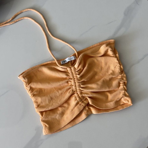 Zara καλοκαιρινό tube top σαν καινούργιο, ριπ ελαστικό ύφασμα, πορτοκαλί