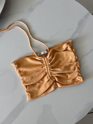 Zara καλοκαιρινό tube top σαν καινούργιο, ριπ ελαστικό ύφασμα, πορτοκαλί