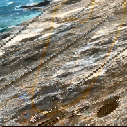 Καλοκαιρινό χρυσό κολιέ με κοχύλια & charms γοργόνας