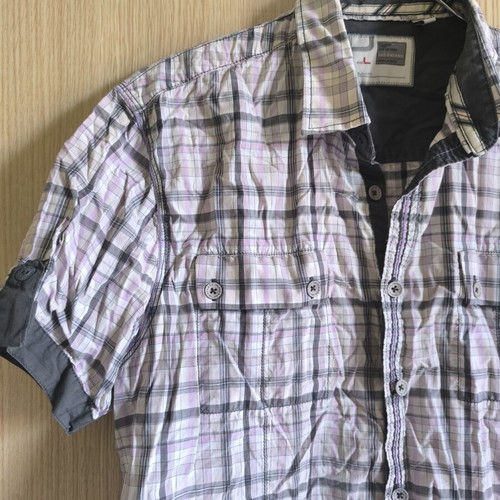 Men's short-sleeve shirt size L, gray and pink, like new