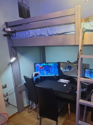 Loft bed Laro TILI solid wood like new with mattress