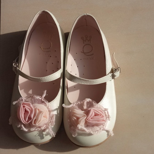 Everkid leather girls' ballerinas new, size 24, off white
