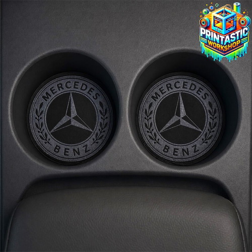 Mercedes 69mm cup holder covers new, gloss black plexiglass set of 2