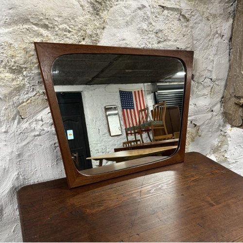 Danish Mid Century Modern Tapered Teak Mirror used