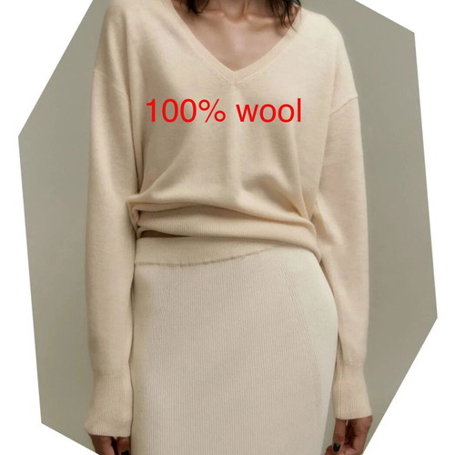 Zara 100% wool thin knit sweater new, beige Medium