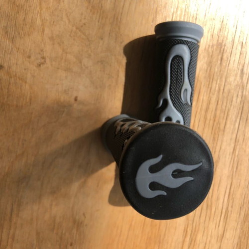 Gray-Black Grips with Flames New