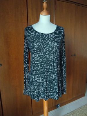 Zara long tunic with white polka dots size L like new