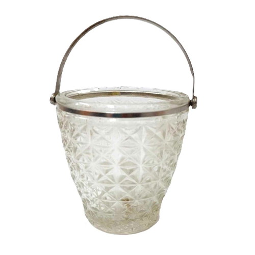 Vintage glass ice bucket like new with metal handle