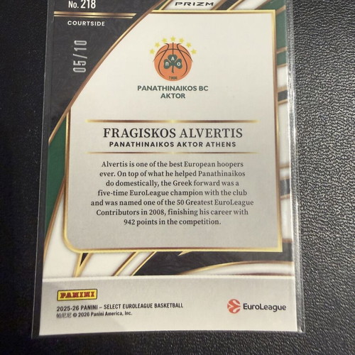 2025-26 Select Euroleague Courtside Gold Fragiskos Alvertis card like new