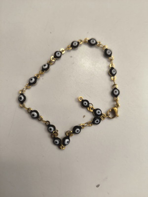 Bracelet with evil eye stainless steel new, blue and gold