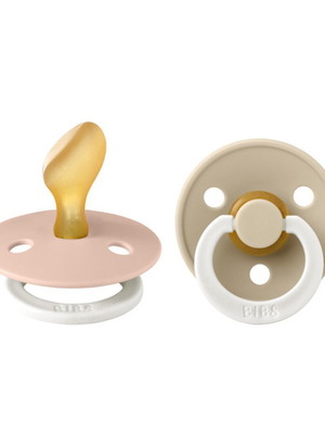 Rubber pacifiers 2-pack glow in the dark 6+m anatomical Blush/Vanilla Glow new