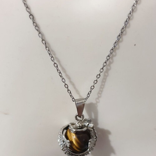 Pendant Chinese Dragon with Tiger Eye Steel new
