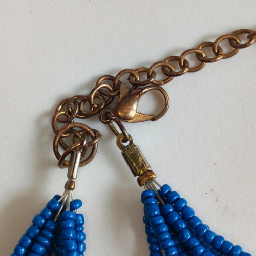Boho necklace like new with blue and multicolor beads