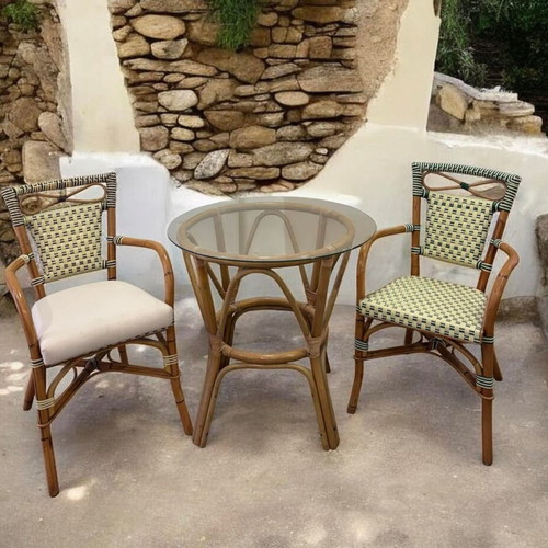 Bamboo chair new in brown and green