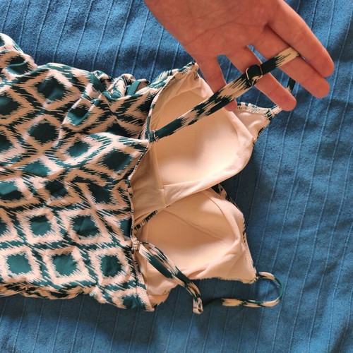 H&M kimono style swimsuit size M like new beige green