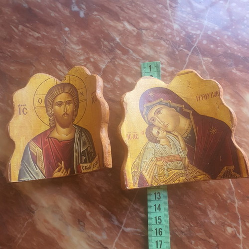 Religious ceramic icons, set of 2