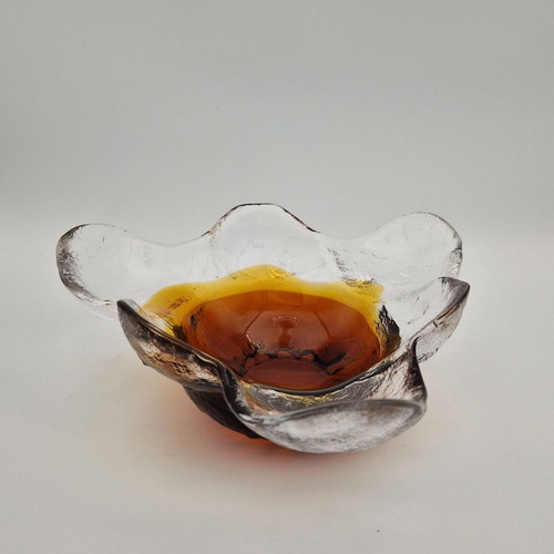 Humppila Kivi-Set Art Glass Bowl signed Pertti Santalahti, like new