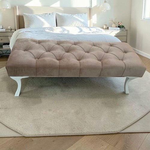 Chesterfield Fabric Bench 120x47x40cm new, beige velvet