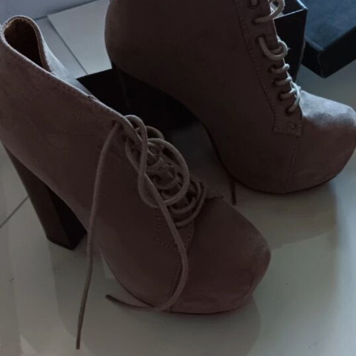 Diamantique ankle boots new, beige, size 37, suede texture