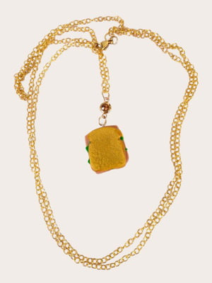 Toast pendant handmade with polymer clay and steel chain new