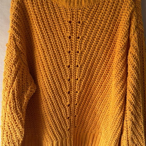 Knitted velour sweater Zara used, yellow orange, size M