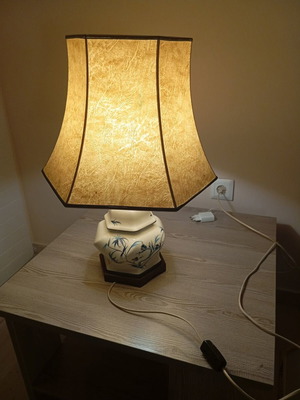 Vintage porcelain and wood table lamp from China