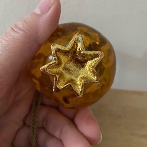 Pomegranate charm like new resin with metal details
