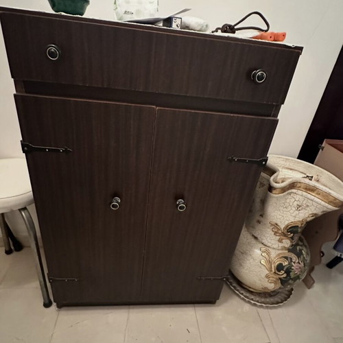 Dark cabinet with 2 doors and drawer