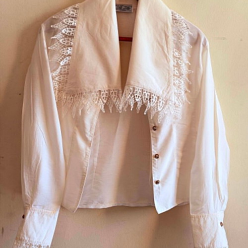 ZIC ZAC women's lace cotton shirt one size like new, white