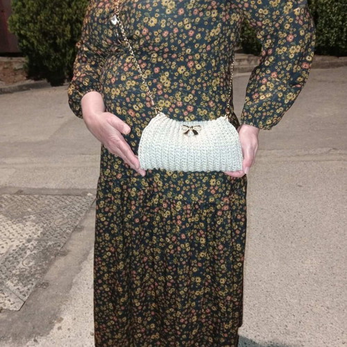 Handmade beige clutch with gold details new