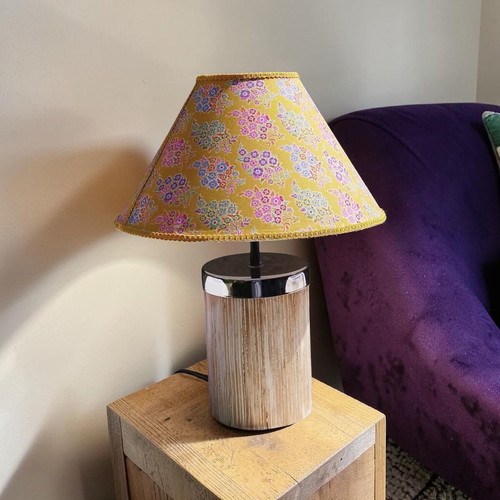 Table lamp honey floral with wooden base new, dimensions 45x25x10 E27