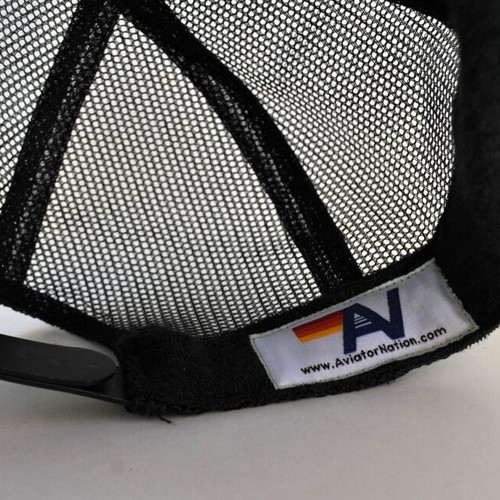 Aviator Nation Smiley Vintage Trucker Hat, black and yellow