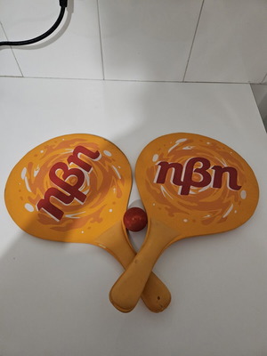 Hbi rackets like new, orange, set of two with ball