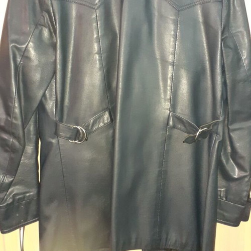 Leather jacket used size 44 dark blue