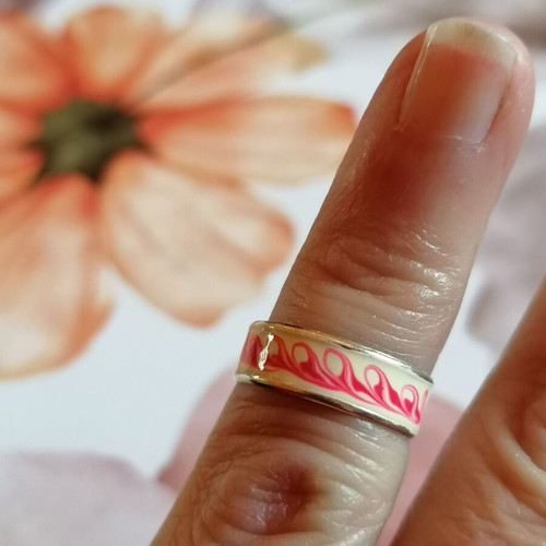 Silver 925 Painted Foot Ring in Sugar Color with Pink Designs New