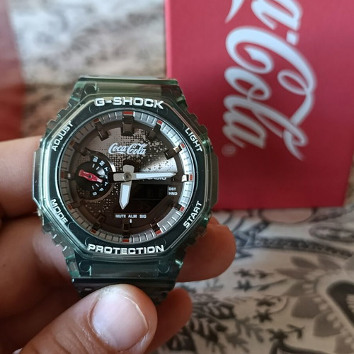 G-SHOCK Coca Cola Limited Edition GA-2100CC-3AER watch like new with green rubber strap