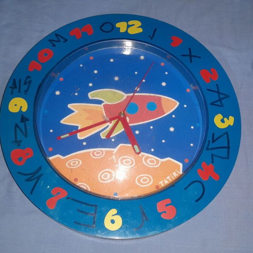 Children's wall clock rocket like new, 30 cm diameter