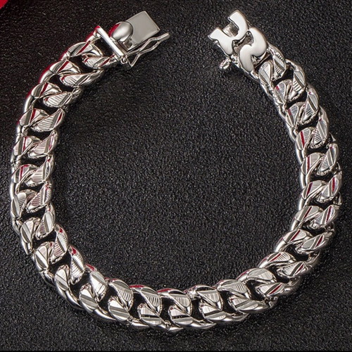Cuban link bracelet silver 925, rhodium plated