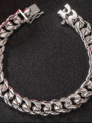 Cuban link bracelet silver 925, rhodium plated